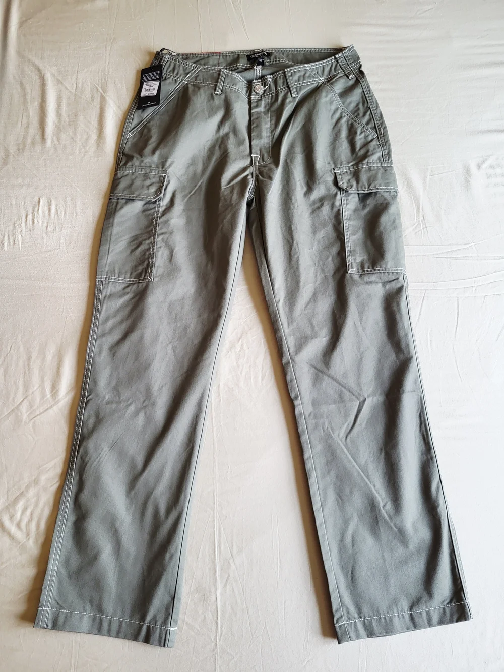 True Religion Cargo Pants Mens Size 36 Kalamata Olive Green Outline Horseshoe